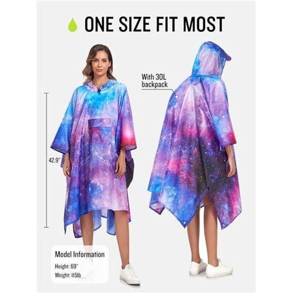 Extra Thick Hooded Rain Poncho Double Layer Waterproof Raincoat Jacket Women NEW - Picture 3 of 6